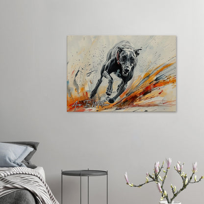 Personalised Greyhound Racing Canvas Print. Custom Dog Portrait Name, Mom Dad Gift, Rainbow Watercolour Memorial Paint Splash Painting - CanvasityCrafts - Free Shipping