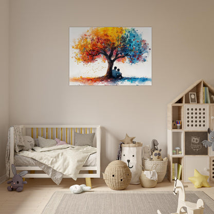 Tree of Life Father Son Poster Print. Dad & Child Memory, Wall Decor Gifts for Father's Day, Birthday. Watercolour Paint Splash Painting - CanvasityCrafts - Free Shipping