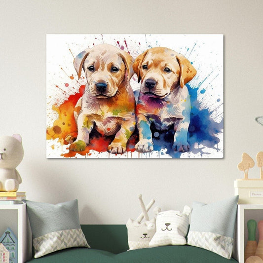 Labrador Retriever Puppies - Watercolor Poster Print | Colorful Wall Art Gift for Dog Lovers, Lab Mom or Dad. Puppy love - Posters - Colourful wall art by Canvasity Crafts