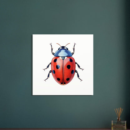 Ladybug on White Background Art Print, Ladybird Painting Poster, Colourful Animal Wall Art Gift, Lady Bug Ladybird Beetle, Garden Animal Art - Posters - Colourful wall art by Canvasity Crafts