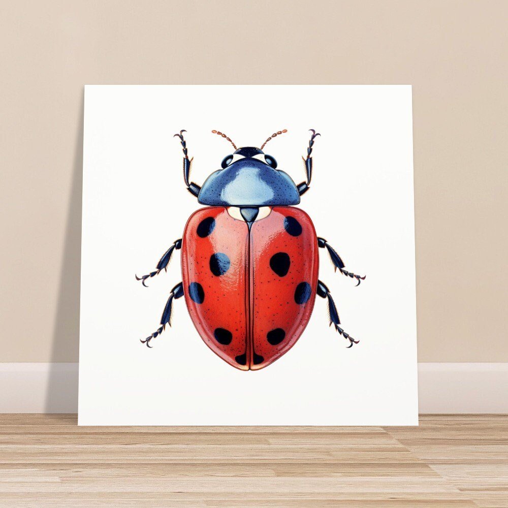 Ladybug on White Background Art Print, Ladybird Painting Poster, Colourful Animal Wall Art Gift, Lady Bug Ladybird Beetle, Garden Animal Art - Posters - Colourful wall art by Canvasity Crafts