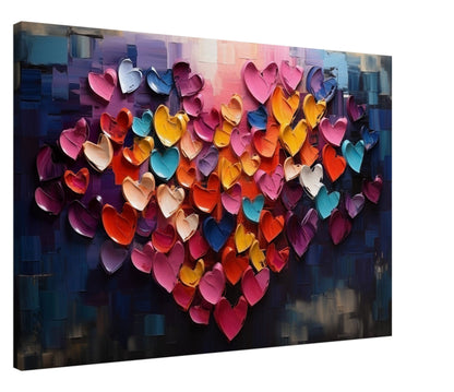 Large Abstract Love Heart Canvas - Rainbow Valentine's Day Gift Idea! - Canvas - Colourful wall art by Canvasity Crafts