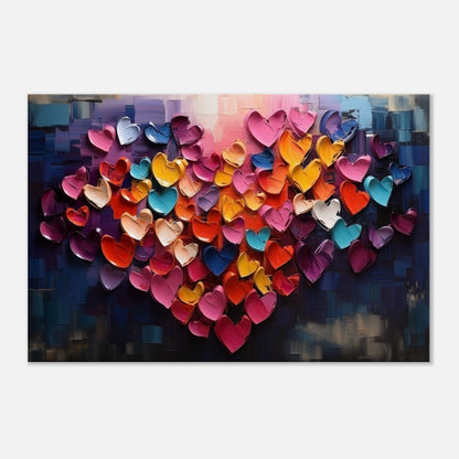 Large Abstract Love Heart Canvas - Rainbow Valentine's Day Gift Idea! - Canvas - Colourful wall art by Canvasity Crafts