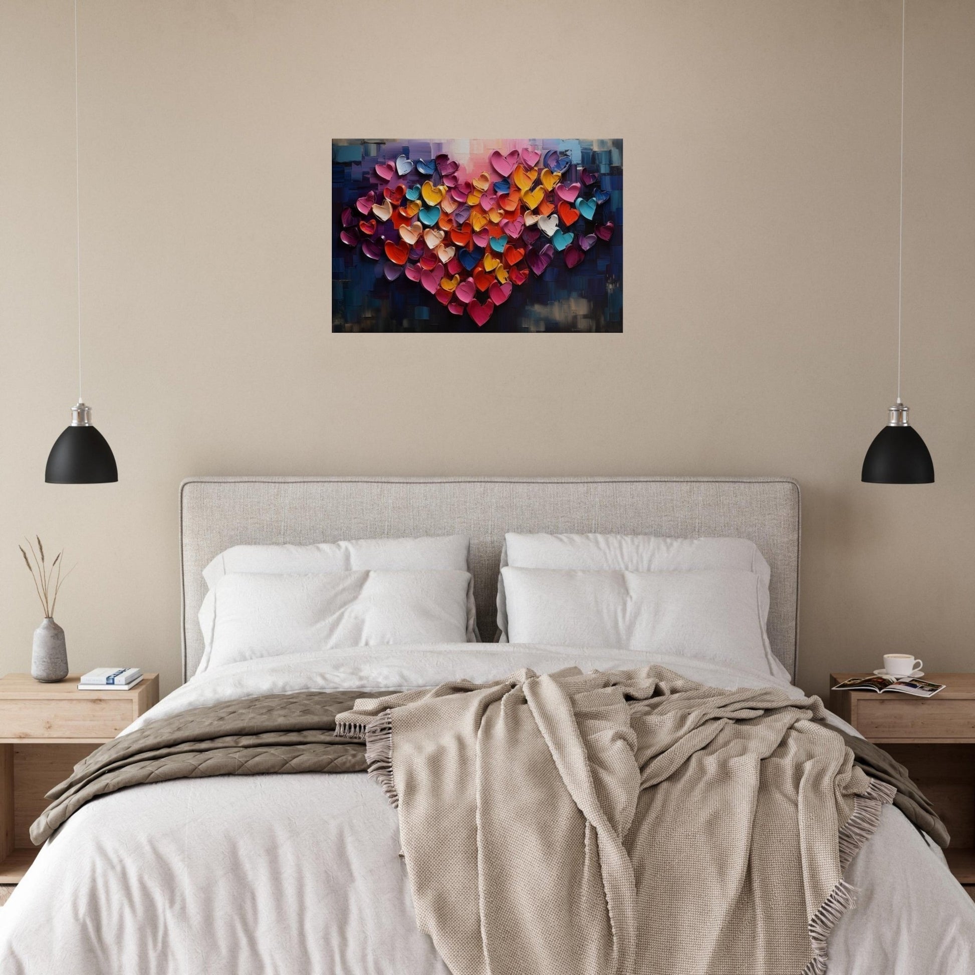 Large Abstract Love Heart Canvas - Rainbow Valentine's Day Gift Idea! - Canvas - Colourful wall art by Canvasity Crafts