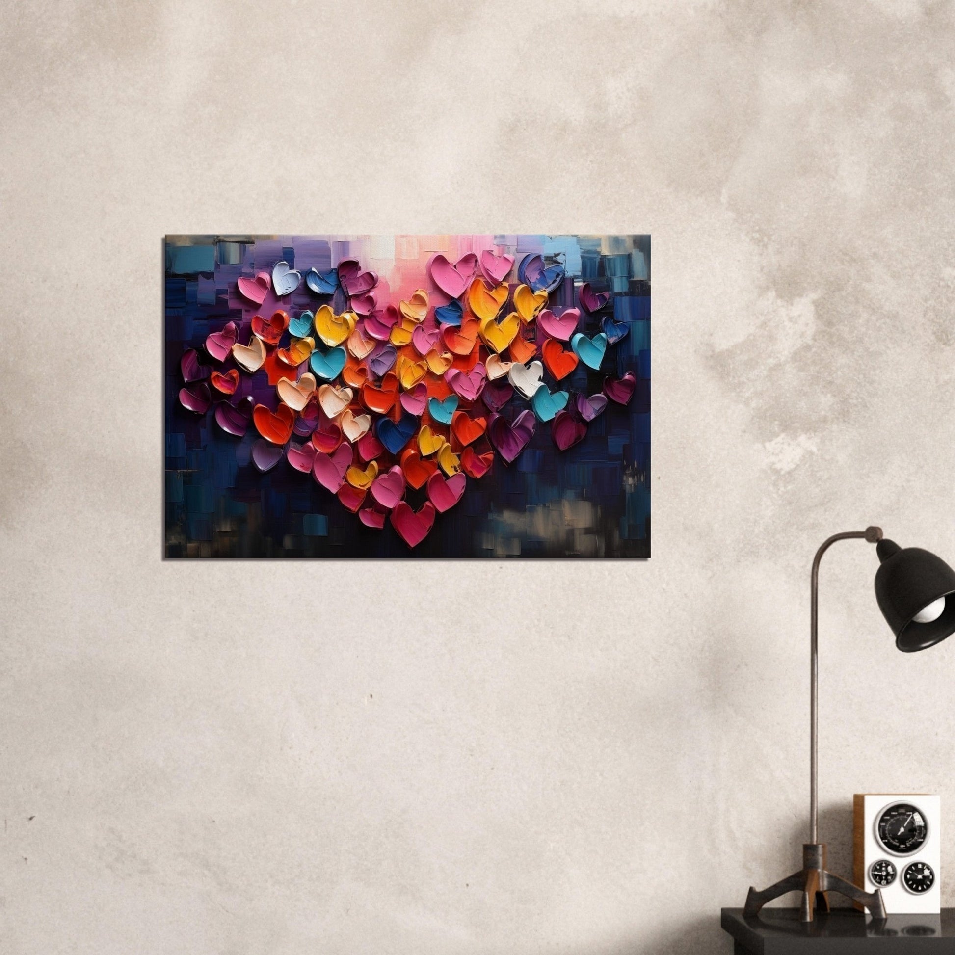 Large Abstract Love Heart Canvas - Rainbow Valentine's Day Gift Idea! - Canvas - Colourful wall art by Canvasity Crafts