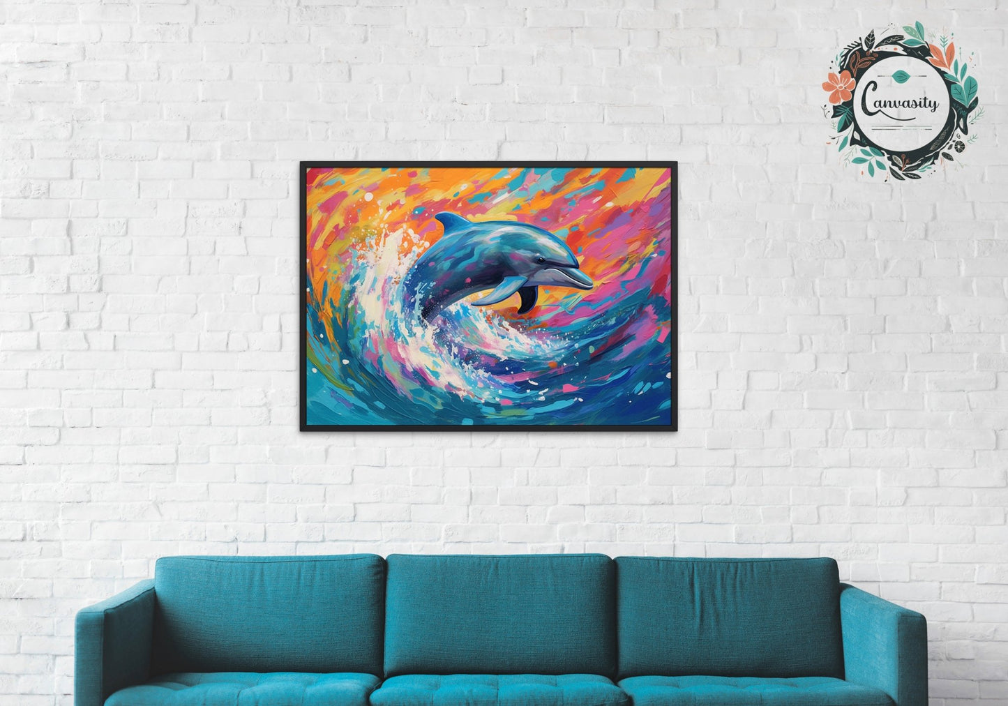 Leaping Dolphin at Sunset Print - Unframed Ocean Wall Art - Matte Paper - Colourful wall art by Canvasity Crafts