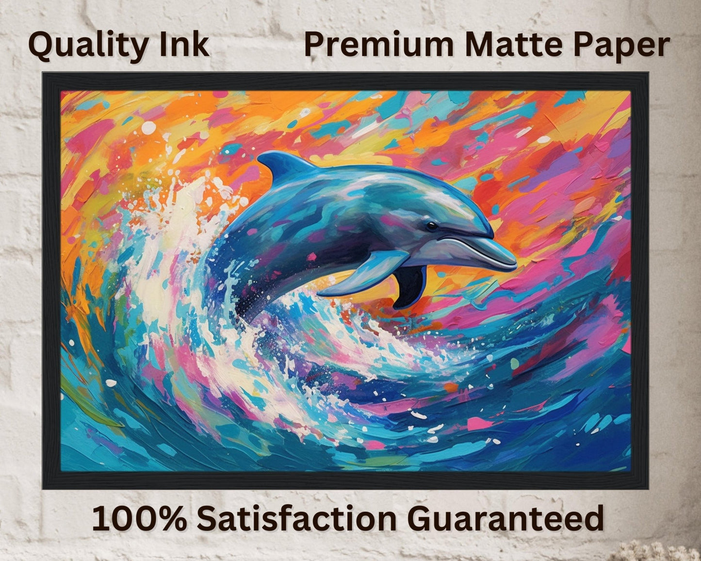 Leaping Dolphin at Sunset Print - Unframed Ocean Wall Art - Matte Paper - Colourful wall art by Canvasity Crafts