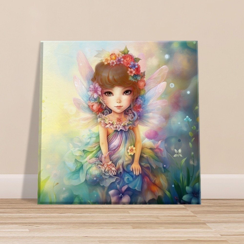 Magical Rainbow Pixie Fairy Canvas Print - Square Wall Art Painting Picture for kids room, teen gift, daughter present - Canvas - Colourful wall art by Canvasity Crafts