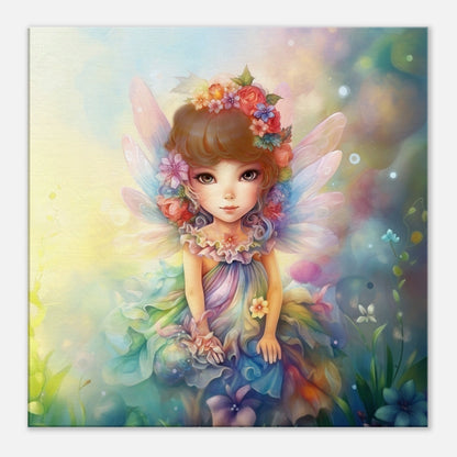 Magical Rainbow Pixie Fairy Canvas Print - Square Wall Art Painting Picture for kids room, teen gift, daughter present - Canvas - Colourful wall art by Canvasity Crafts