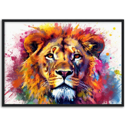 Majestic Lion Wall Art | Watercolour Framed Poster | Wildlife Gift for Lion Lover, Dad, Powerful Protector of the Pride - Framed Wall Art - Colourful wall art by Canvasity Crafts