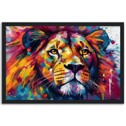 Majestic Lion Wall Art | Watercolour Framed Poster | Wildlife Gift for Lion Lover, Dad, Powerful Protector of the Pride - Framed Wall Art - Colourful wall art by Canvasity Crafts