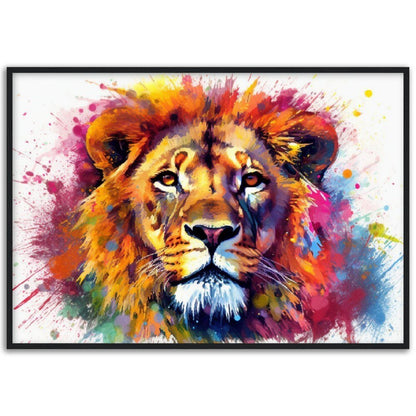 Majestic Lion Wall Art | Watercolour Framed Poster | Wildlife Gift for Lion Lover, Dad, Powerful Protector of the Pride - Framed Wall Art - Colourful wall art by Canvasity Crafts