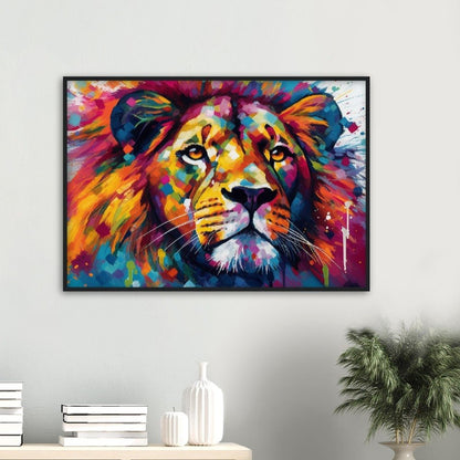 Majestic Lion Wall Art | Watercolour Framed Poster | Wildlife Gift for Lion Lover, Dad, Powerful Protector of the Pride - Framed Wall Art - Colourful wall art by Canvasity Crafts