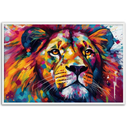 Majestic Lion Wall Art | Watercolour Framed Poster | Wildlife Gift for Lion Lover, Dad, Powerful Protector of the Pride - Framed Wall Art - Colourful wall art by Canvasity Crafts