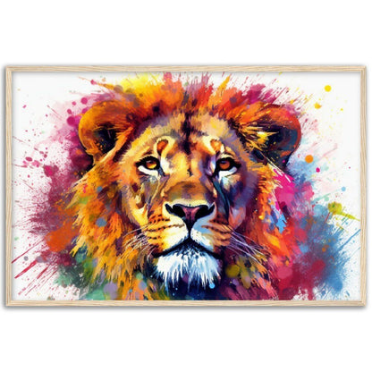 Majestic Lion Wall Art | Watercolour Framed Poster | Wildlife Gift for Lion Lover, Dad, Powerful Protector of the Pride - Framed Wall Art - Colourful wall art by Canvasity Crafts