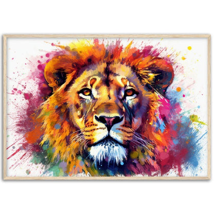 Majestic Lion Wall Art | Watercolour Framed Poster | Wildlife Gift for Lion Lover, Dad, Powerful Protector of the Pride - Framed Wall Art - Colourful wall art by Canvasity Crafts