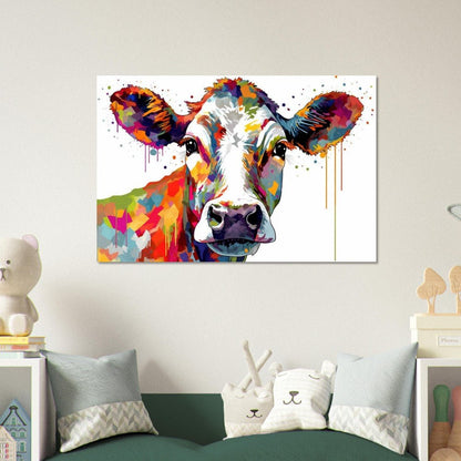 Moo, me? Colourful Rainbow Cow Print - Unframed - Matte Paper - Colourful wall art by Canvasity Crafts