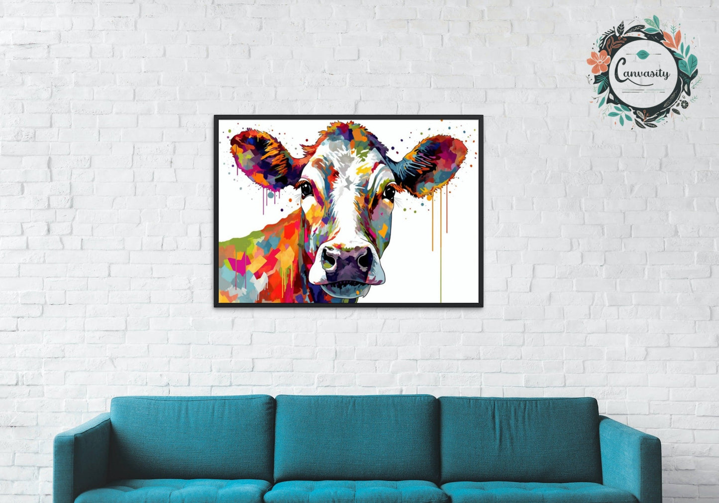 Moo, me? Colourful Rainbow Cow Print - Unframed - Matte Paper - Colourful wall art by Canvasity Crafts