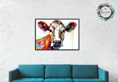 Moo, me? Colourful Rainbow Cow Print - Unframed - Matte Paper - Colourful wall art by Canvasity Crafts