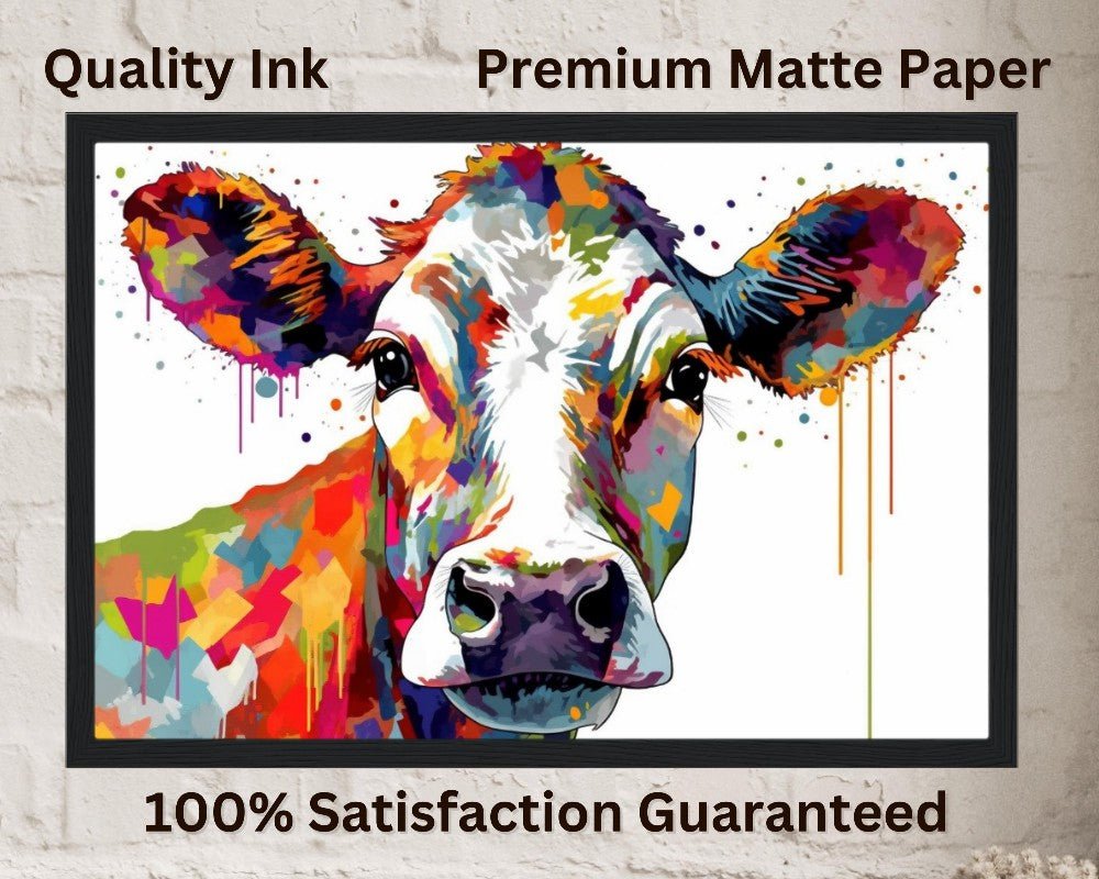 Moo, me? Colourful Rainbow Cow Print - Unframed - Matte Paper - Colourful wall art by Canvasity Crafts