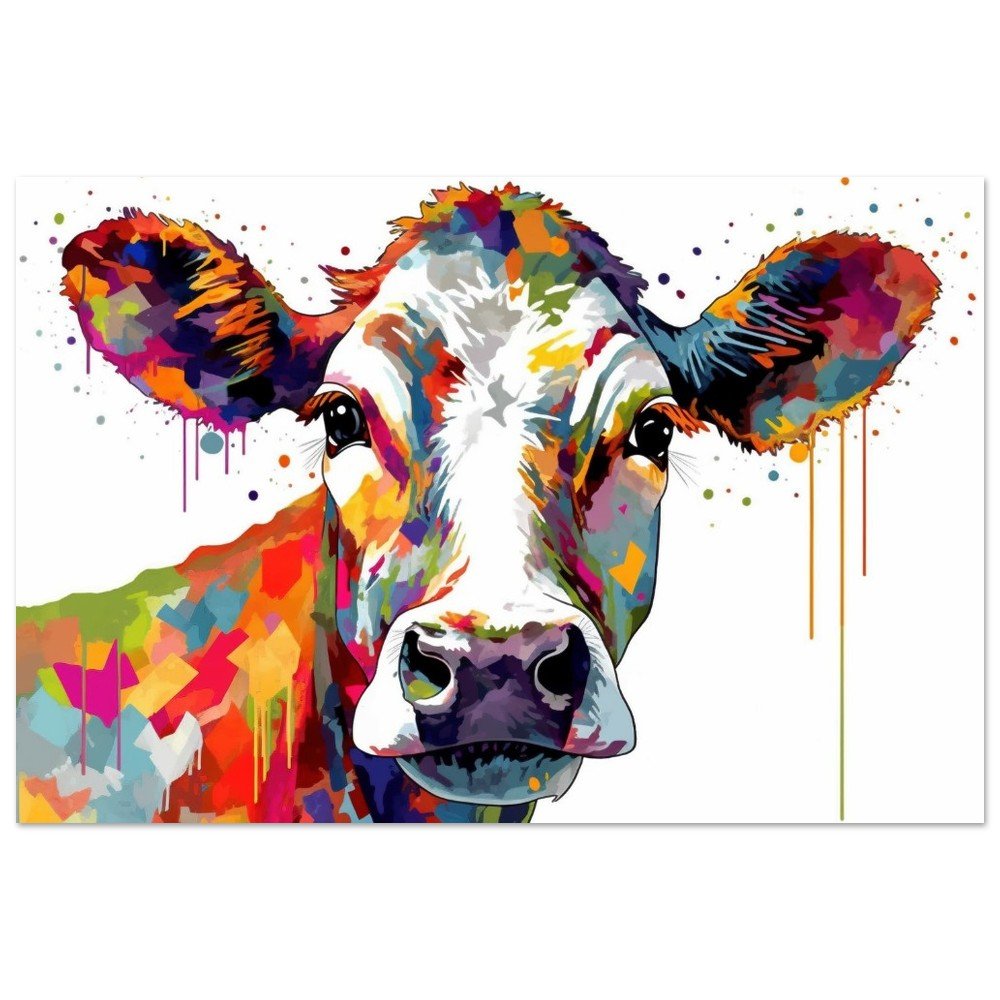 Moo, me? Colourful Rainbow Cow Print - Unframed - Matte Paper - Colourful wall art by Canvasity Crafts