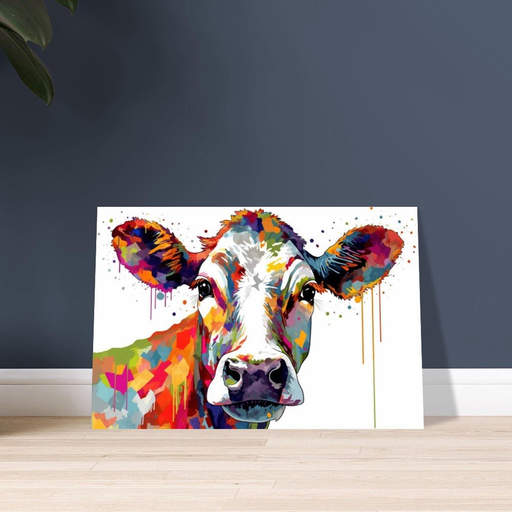 Moo, me? Colourful Rainbow Cow Print - Unframed - Matte Paper - Colourful wall art by Canvasity Crafts