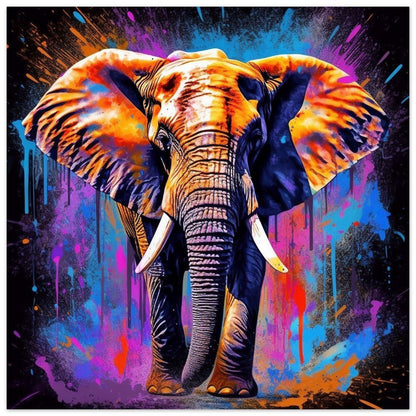 Paint Splash African Bull Elephant - Unframed Print - Wildlife Animal Wall Art for Nature Enthusiasts, Savanna, Safari Oil Painting Gift - Posters - Colourful wall art by Canvasity Crafts