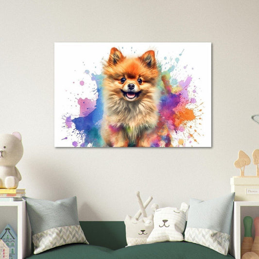 Pomeranian Puppy Poster - Free Shipping! Colorful Watercolor Nursery Puppy Print, Animal Wall Art Gift for Dog Lovers, Pomie Mom, Dad - Posters - Colourful wall art by Canvasity Crafts