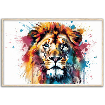 Powerful Lion Wall Art | Watercolour Framed Poster | Wildlife Gift for Lion Lover, Dad, Protector of the Pride - Framed Wall Art - Colourful wall art by Canvasity Crafts