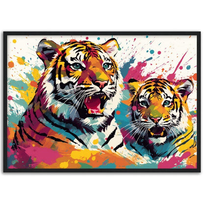 Protective Tiger Family Wall Art | Watercolour Framed Poster | Gift for Tiger Lover, Mom & Child - Framed Wall Art - Colourful wall art by Canvasity Crafts