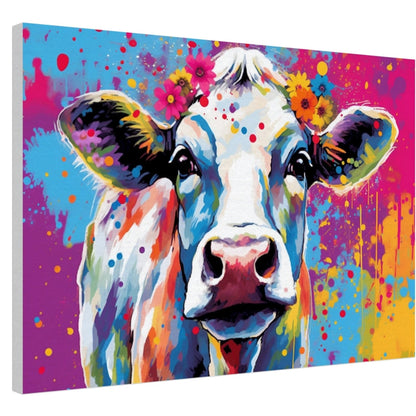 Rainbow Cow Canvas - Canvas - Colourful wall art by Canvasity Crafts