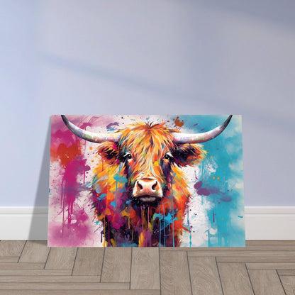 Shaggy Highland Cow Poster. Rainbow Animal Wall Art Floral Print. Gift for cow lover farmer mom. Nursery Print, Bedroom Bathroom Office Art - Posters - Colourful wall art by Canvasity Crafts