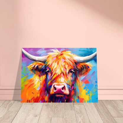 Shaggy Highland Cow Poster. Rainbow Animal Wall Art Floral Print. Gift for cow lover farmer mom. Nursery Print, Bedroom Bathroom Office Art - Posters - Colourful wall art by Canvasity Crafts