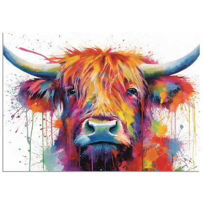 Shaggy Highland Cow Poster. Rainbow Animal Wall Art Floral Print. Gift for cow lover farmer mom. Nursery Print, Bedroom Bathroom Office Art - Posters - Colourful wall art by Canvasity Crafts