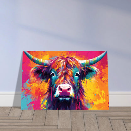 Shaggy Highland Cow Poster. Rainbow Animal Wall Art Floral Print. Gift for cow lover farmer mom. Nursery Print, Bedroom Bathroom Office Art - Posters - Colourful wall art by Canvasity Crafts