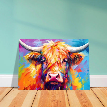 Shaggy Highland Cow Poster. Rainbow Animal Wall Art Floral Print. Gift for cow lover farmer mom. Nursery Print, Bedroom Bathroom Office Art - Posters - Colourful wall art by Canvasity Crafts