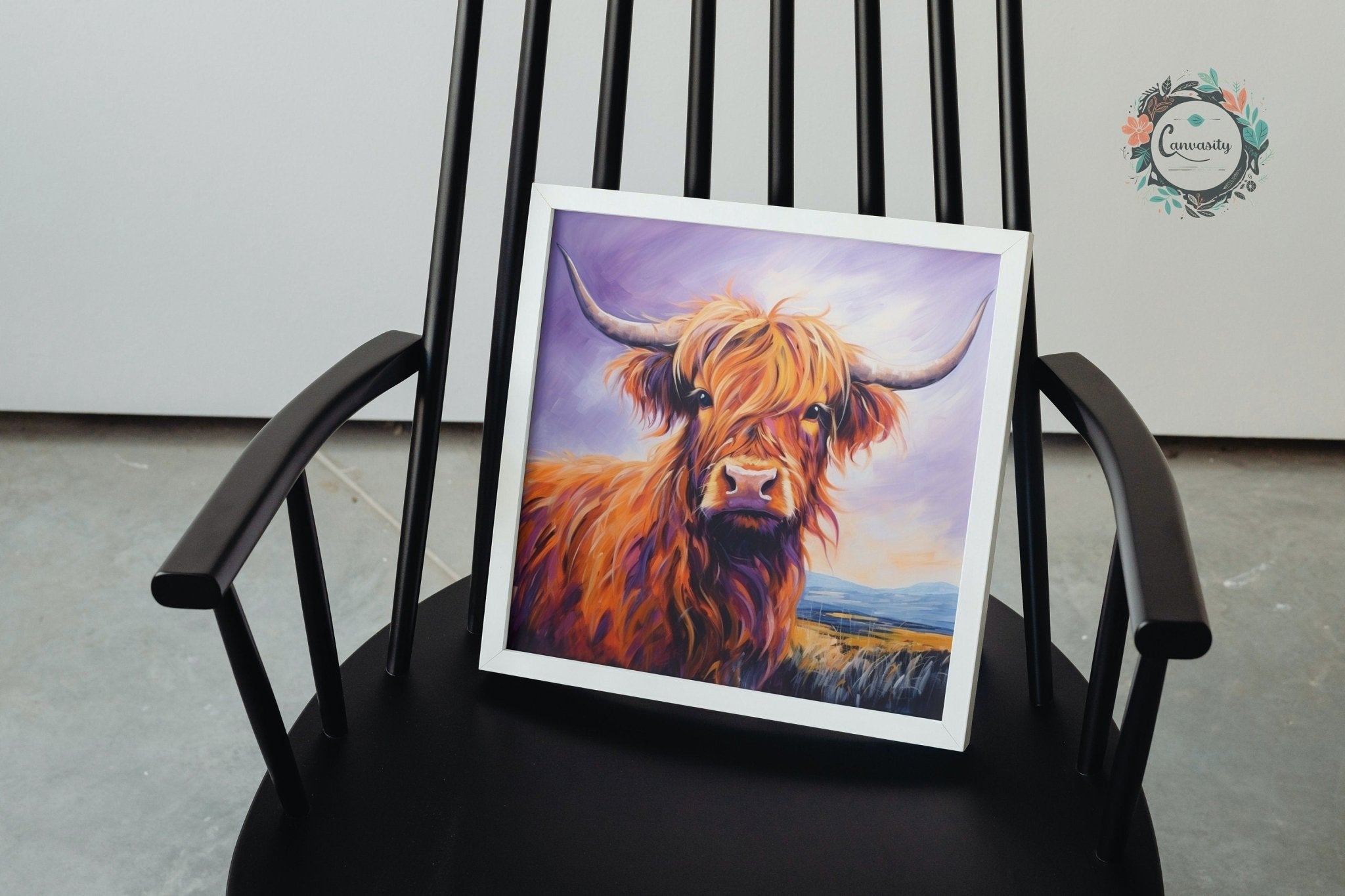 Shaggy Highland Cow Premium Print - Unframed Poster - Wildlife Animal Wall Art Painting, Farm Art Gift for Farmer, Mom, Dad. Home Decor - Posters - Colourful wall art by Canvasity Crafts