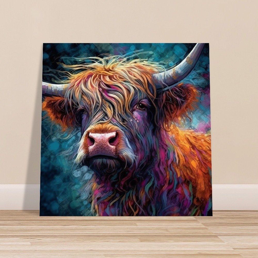 Shaggy Highland Cow Premium Print - Unframed Poster - Wildlife Animal Wall Art Painting, Farm Art Gift for Farmer, Mom, Dad. Home Decor - Posters - Colourful wall art by Canvasity Crafts