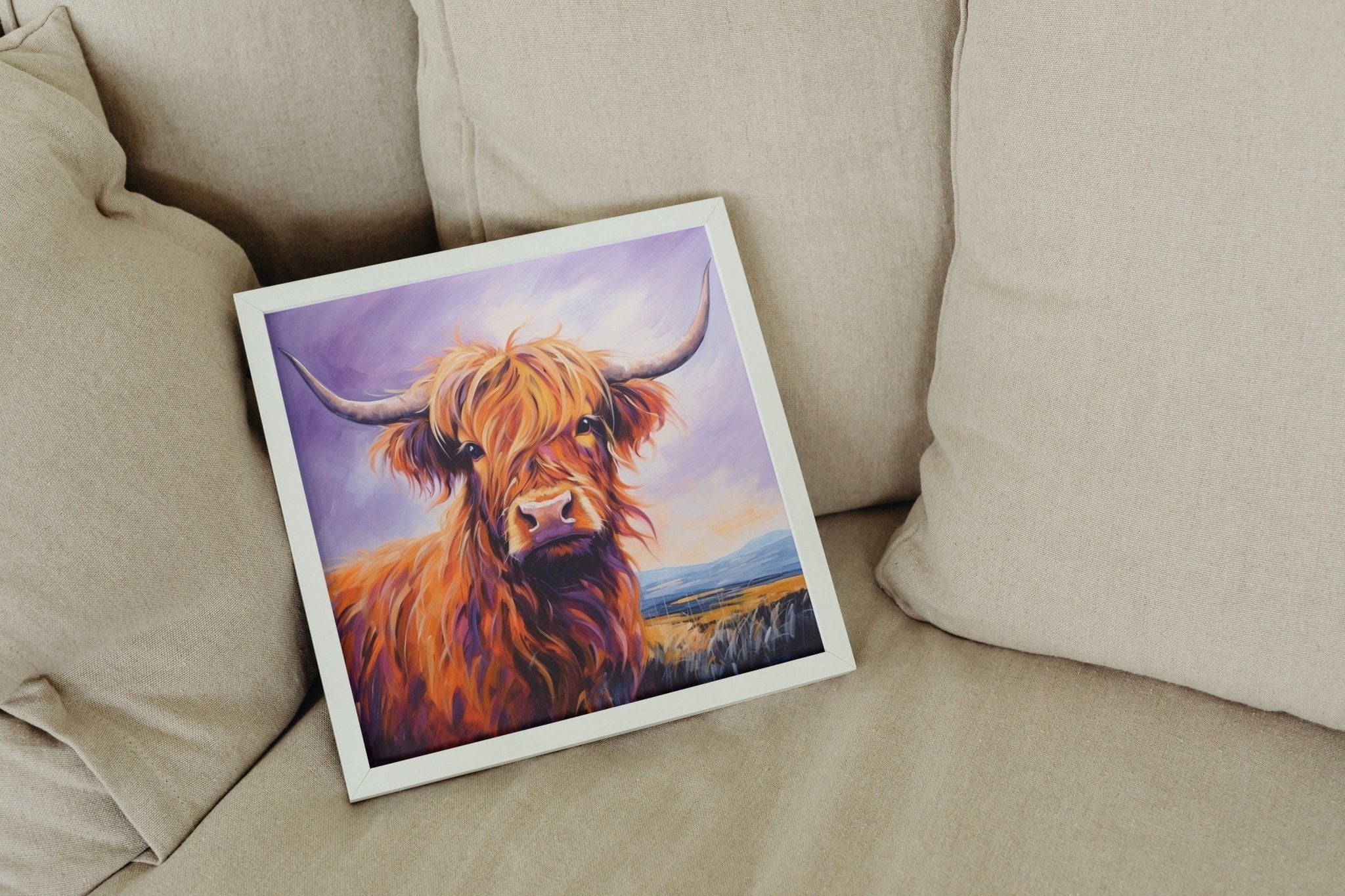 Shaggy Highland Cow Premium Print - Unframed Poster - Wildlife Animal Wall Art Painting, Farm Art Gift for Farmer, Mom, Dad. Home Decor - Posters - Colourful wall art by Canvasity Crafts