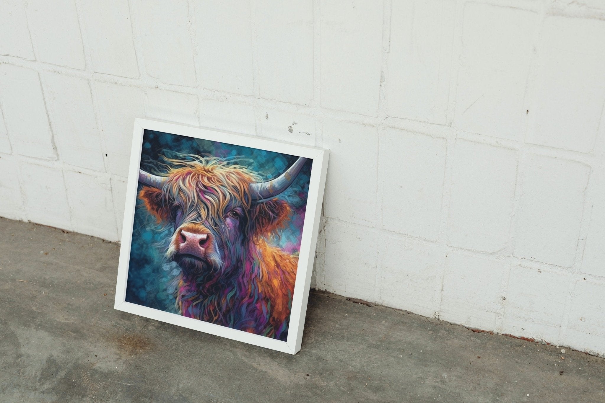 Shaggy Highland Cow Premium Print - Unframed Poster - Wildlife Animal Wall Art Painting, Farm Art Gift for Farmer, Mom, Dad. Home Decor - Posters - Colourful wall art by Canvasity Crafts