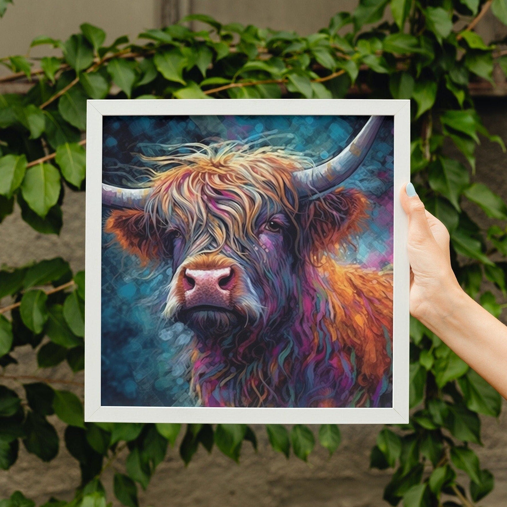 Shaggy Highland Cow Premium Print - Unframed Poster - Wildlife Animal Wall Art Painting, Farm Art Gift for Farmer, Mom, Dad. Home Decor - Posters - Colourful wall art by Canvasity Crafts