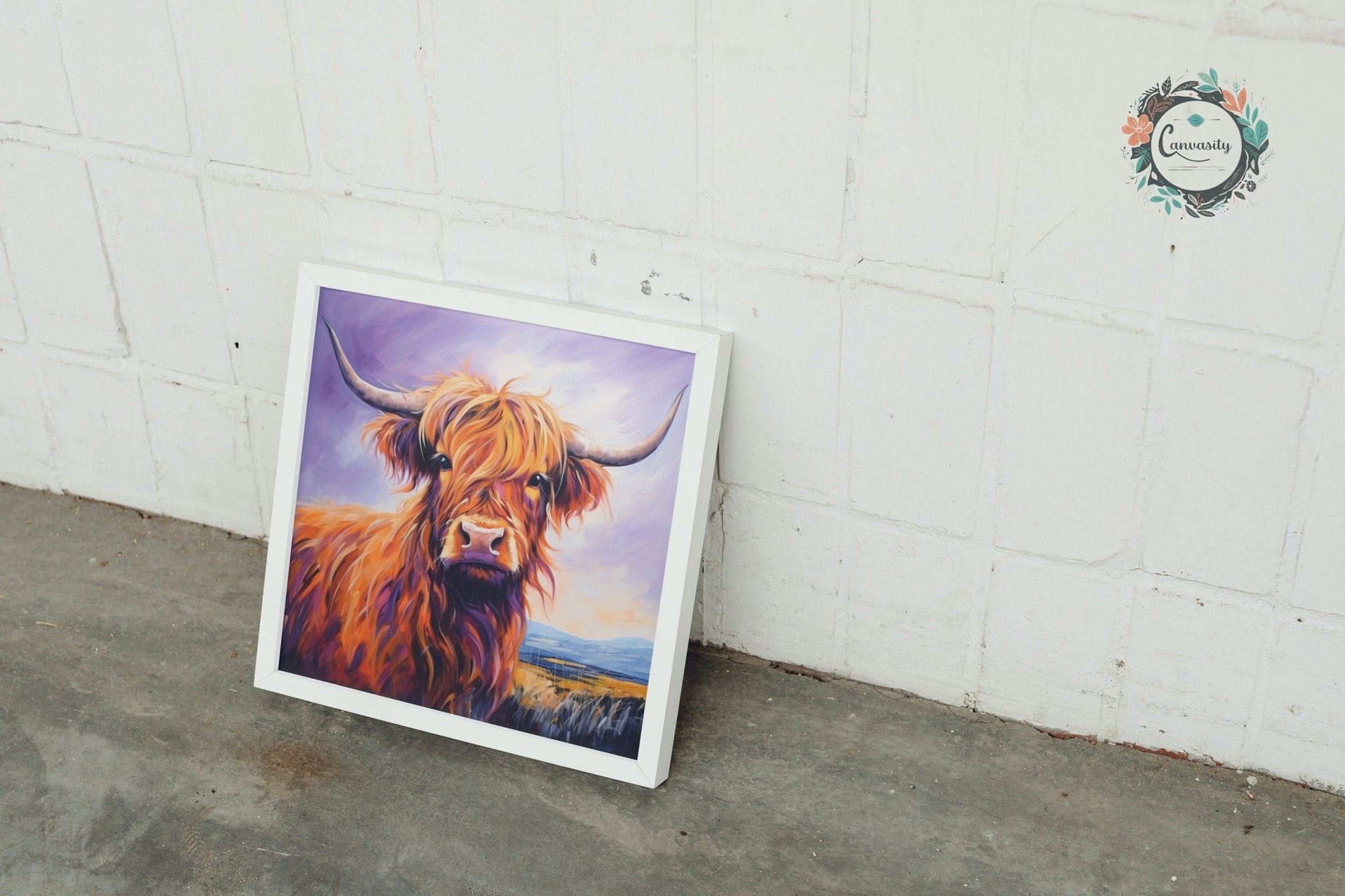 Shaggy Highland Cow Premium Print - Unframed Poster - Wildlife Animal Wall Art Painting, Farm Art Gift for Farmer, Mom, Dad. Home Decor - Posters - Colourful wall art by Canvasity Crafts