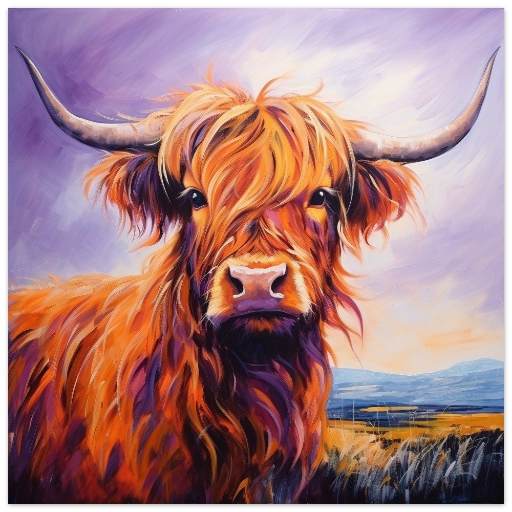 Shaggy Highland Cow Premium Print - Unframed Poster - Wildlife Animal Wall Art Painting, Farm Art Gift for Farmer, Mom, Dad. Home Decor - Posters - Colourful wall art by Canvasity Crafts