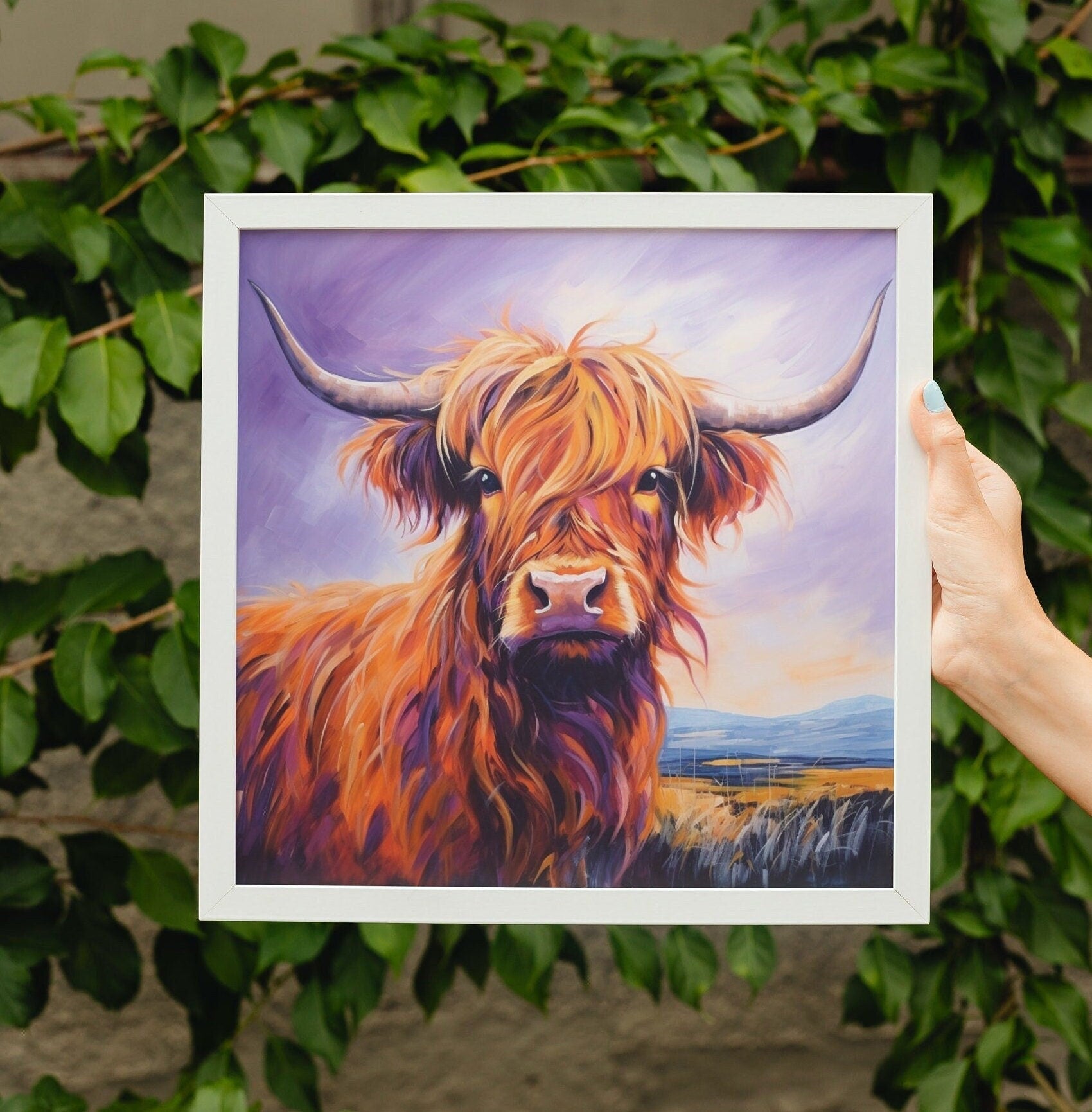 Shaggy Highland Cow Premium Print - Unframed Poster - Wildlife Animal Wall Art Painting, Farm Art Gift for Farmer, Mom, Dad. Home Decor - Posters - Colourful wall art by Canvasity Crafts