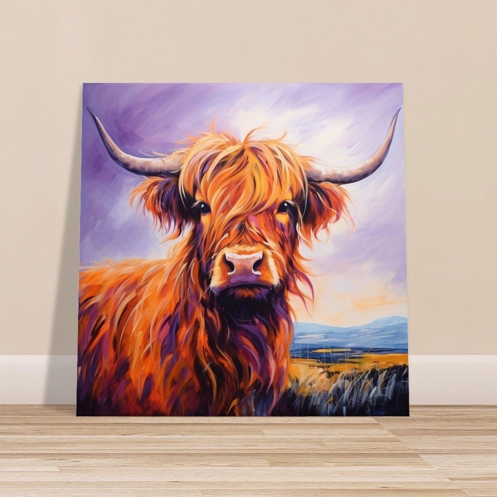 Shaggy Highland Cow Premium Print - Unframed Poster - Wildlife Animal Wall Art Painting, Farm Art Gift for Farmer, Mom, Dad. Home Decor - Posters - Colourful wall art by Canvasity Crafts