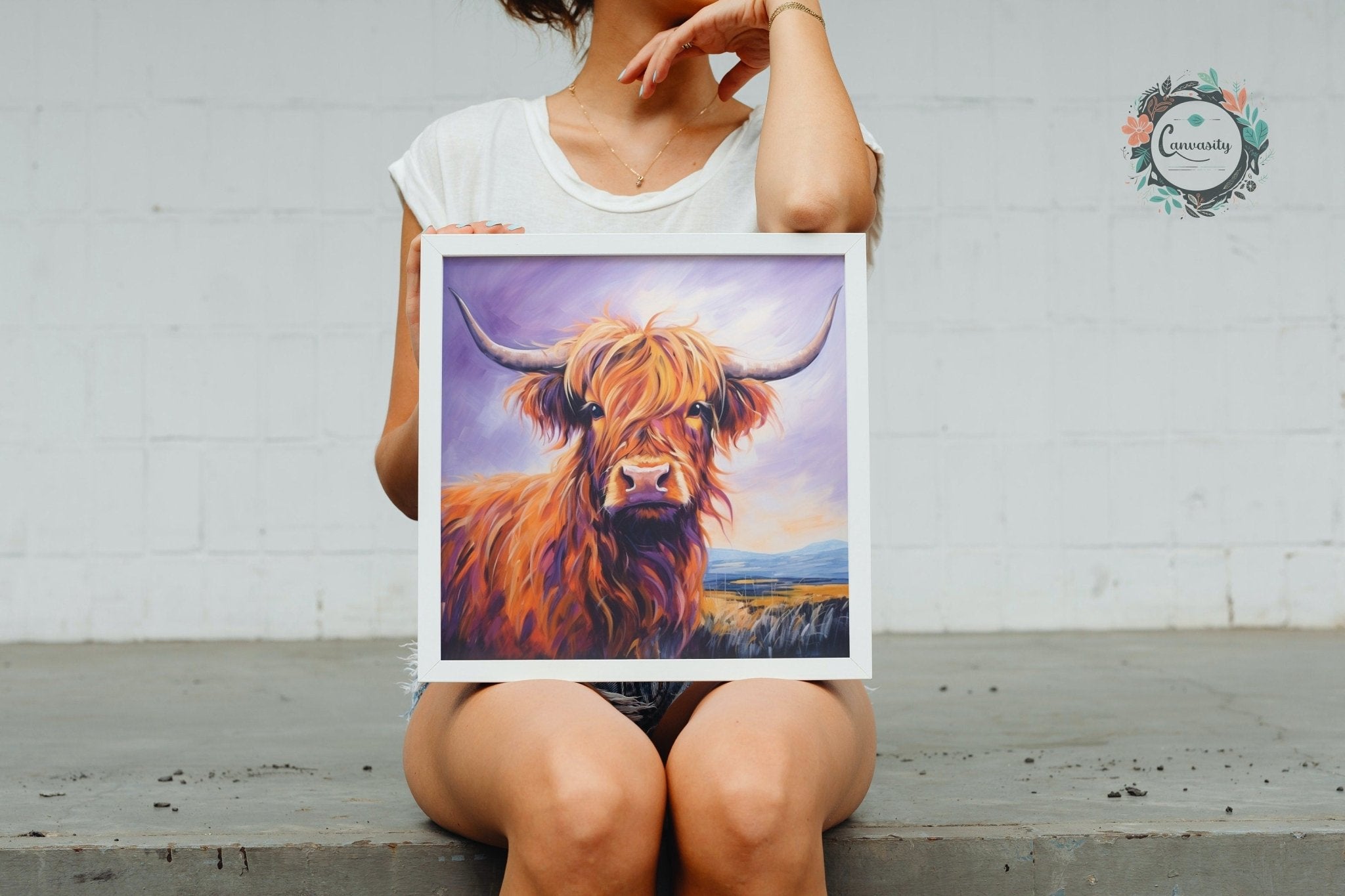 Shaggy Highland Cow Premium Print - Unframed Poster - Wildlife Animal Wall Art Painting, Farm Art Gift for Farmer, Mom, Dad. Home Decor - Posters - Colourful wall art by Canvasity Crafts