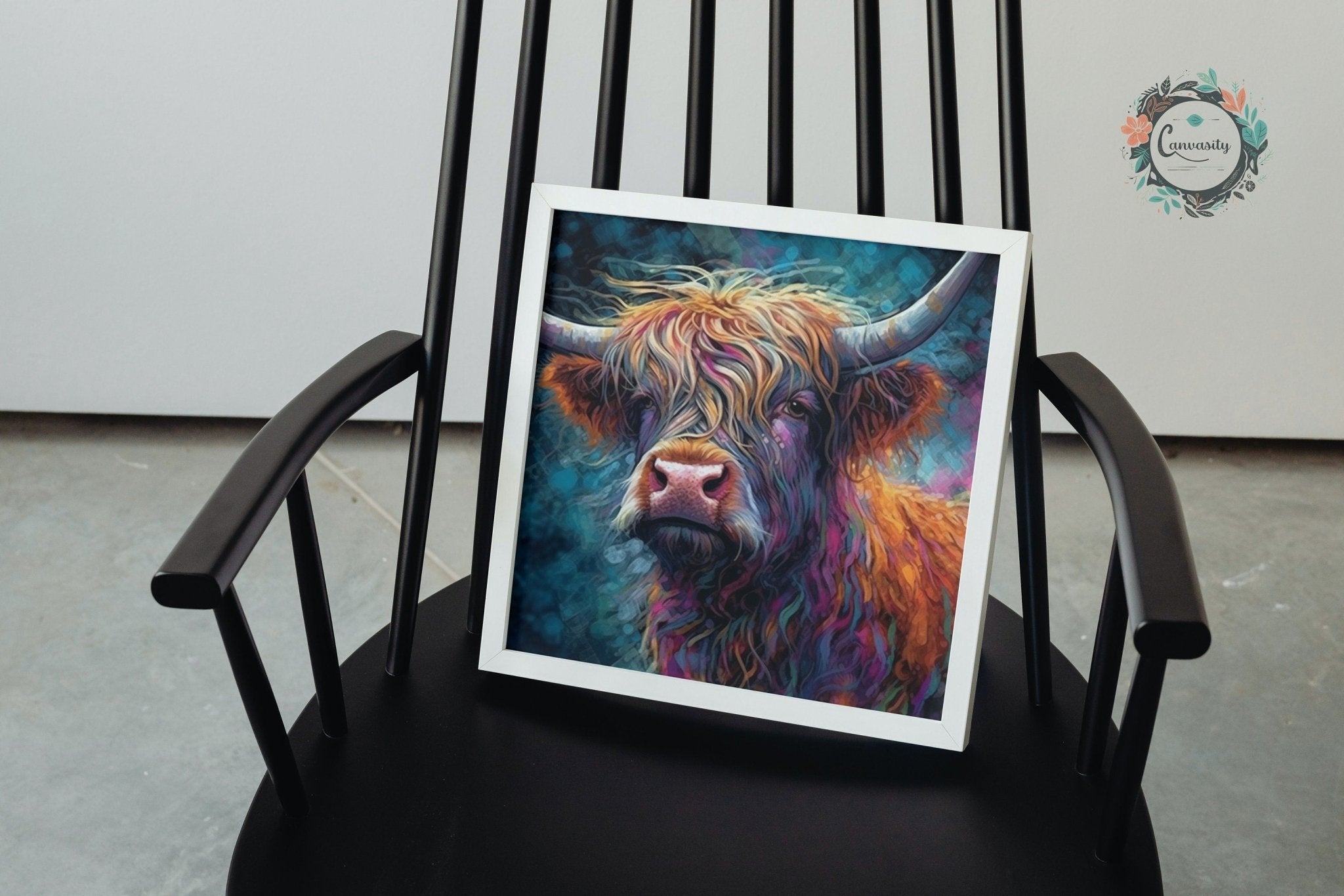 Shaggy Highland Cow Premium Print - Unframed Poster - Wildlife Animal Wall Art Painting, Farm Art Gift for Farmer, Mom, Dad. Home Decor - Posters - Colourful wall art by Canvasity Crafts