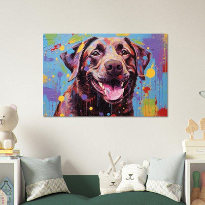 Smiling Chocolate Labrador Print - Unframed - Matte Paper - Colourful wall art by Canvasity Crafts