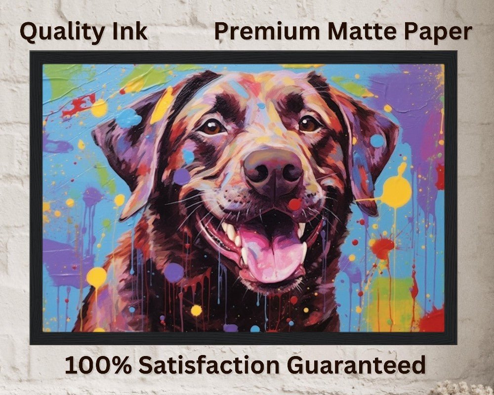 Smiling Chocolate Labrador Print - Unframed - Matte Paper - Colourful wall art by Canvasity Crafts