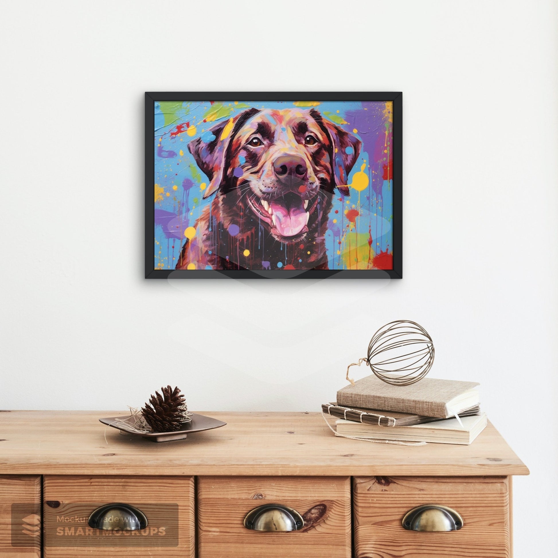 Smiling Chocolate Labrador Print - Unframed - Matte Paper - Colourful wall art by Canvasity Crafts